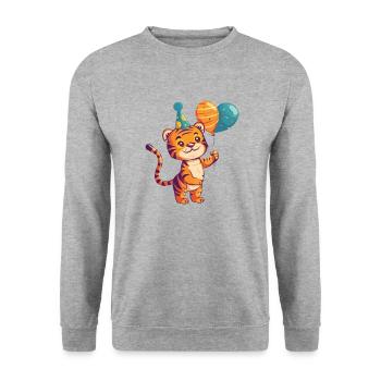 Tiger Birthday Comic - Unisex Sweatshirt - salt & pepper - Front - Alina (178cm) & Michal (187cm)