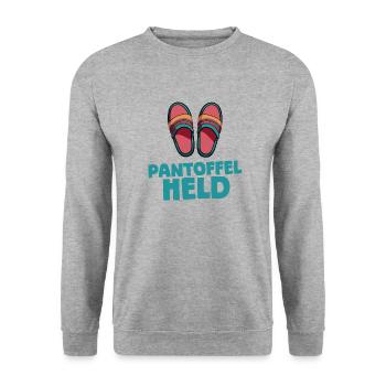 Pantoffelheld - Unisex Pullover - Weißgrau meliert - Vorne - Alina (178cm) & Michal (187cm)