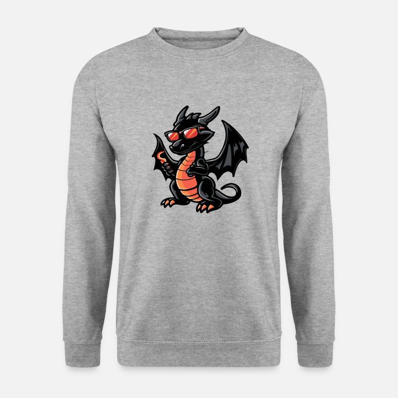 Drache Comic Cool - Unisex Pullover - Weißgrau meliert