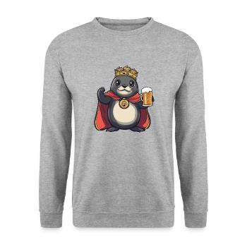 Phoque Animal Bière Drôle - Sweat-shirt Unisexe - gris chiné - Devant - Alina (178cm) & Michal (187cm)