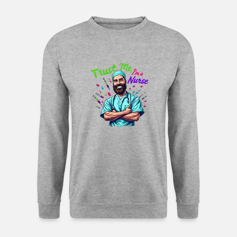 Male Nurse Hero - Unisex Pullover - Weißgrau meliert
