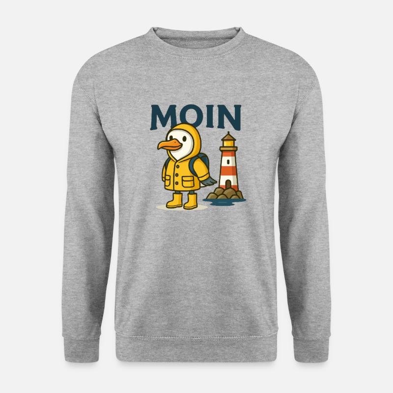 Moin Möwe Leuchtturm - Unisex Pullover - Weißgrau meliert