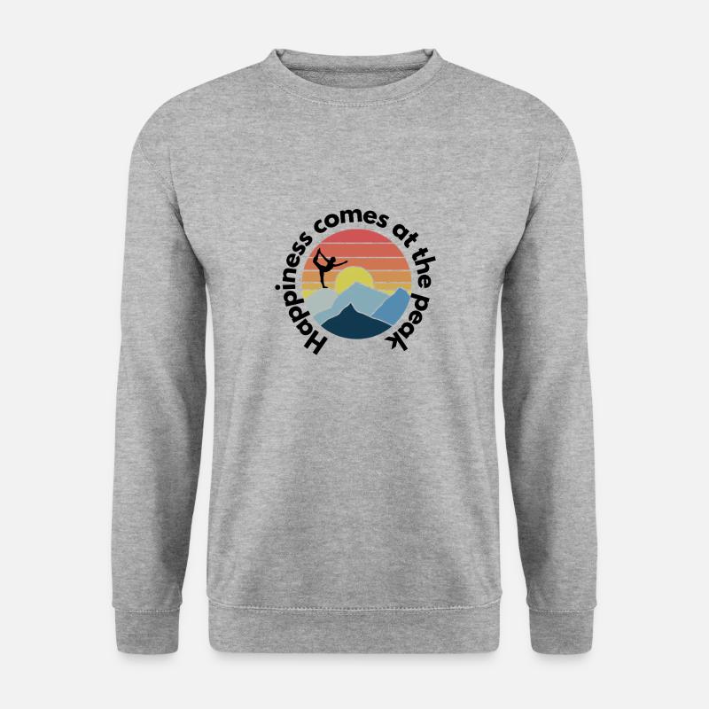 Happiness comes at the peak - Unisex Pullover - Weißgrau meliert