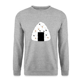 Onigiri - Japan - Unisex Pullover - Weißgrau meliert - Vorne - Alina (178cm) & Michal (187cm)