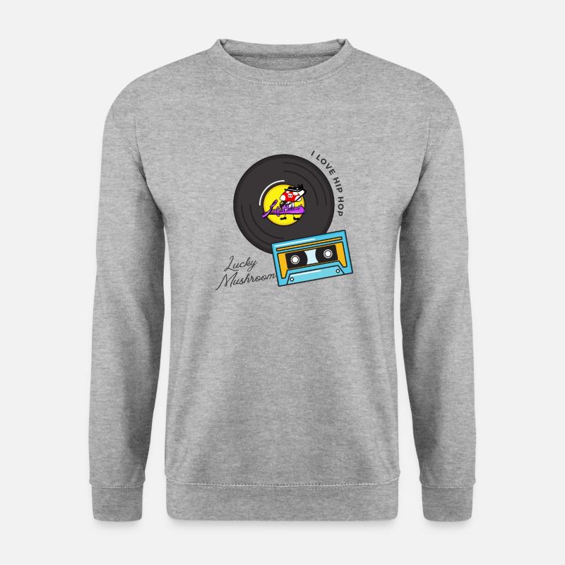 I love Hip Hop T (Lucky Mushroom) - Unisex Pullover - Weißgrau meliert