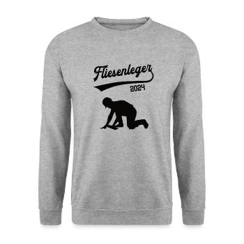 Fliesenleger 2024 Beruf Bodenleger Mosaikleger - Unisex Pullover - Weißgrau meliert - Vorne - Alina (178cm) & Michal (187cm)