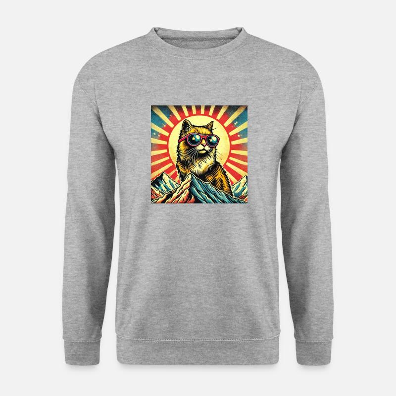 Cool cat - Unisex Pullover - Weißgrau meliert