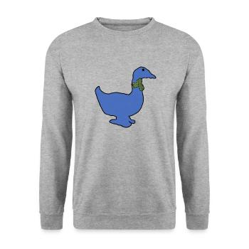 Paulo die blaue Ente - Unisex Pullover - Weißgrau meliert - Vorne - Alina (178cm) & Michal (187cm)