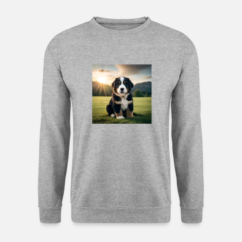 Berner Sennenhund Welpe - Unisex Pullover - Weißgrau meliert