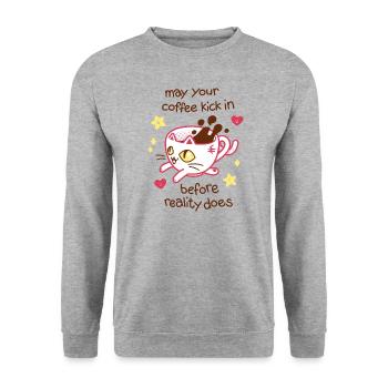 Coffee cat - Unisex Sweatshirt - salt & pepper - Front - Alina (178cm) & Michal (187cm)