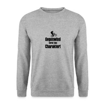 Gegenwind formt den Charakter - Unisex Pullover - Weißgrau meliert - Vorne - Alina (178cm) & Michal (187cm)