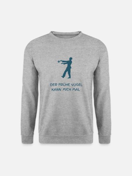 Der Frühe Vogel kann mich mal - Unisex Pullover - Weißgrau meliert