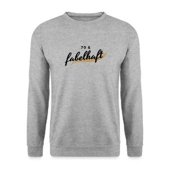 70. Geburtstag, 70 und fabelhaft - Unisex Pullover - Weißgrau meliert - Vorne - Alina (178cm) & Michal (187cm)