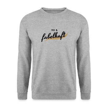 90. Geburtstag, 90 & fabelhaft - Unisex Pullover - Weißgrau meliert - Vorne - Alina (178cm) & Michal (187cm)