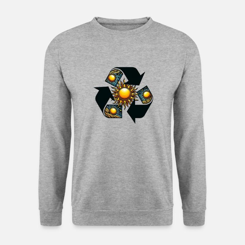 Recycling Sonne - Unisex Pullover - Weißgrau meliert