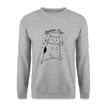 Space Cat Space Planets - Unisex Sweatshirt - salt & pepper - Front - Alina (178cm) & Michal (187cm)