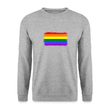 LGBTQ - Unisex Pullover - Weißgrau meliert - Vorne - Alina (178cm) & Michal (187cm)