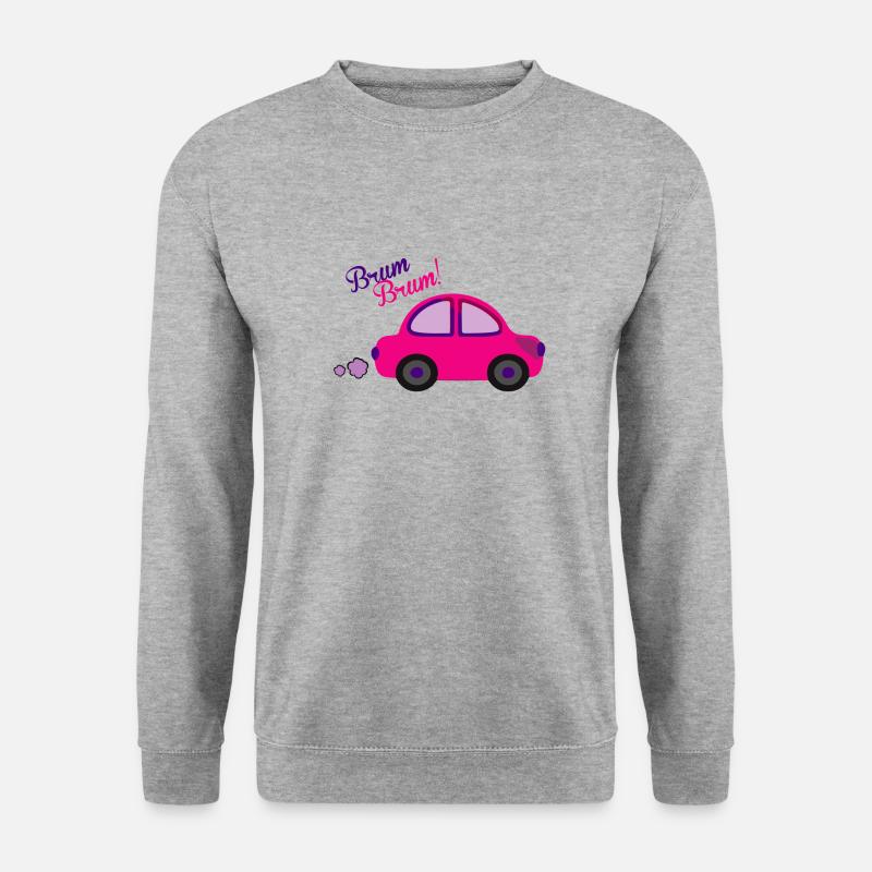 Bil for barn i rosa rosa - Brum Brum - Genser unisex - gråhvit melert