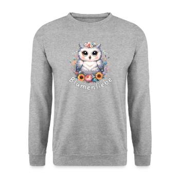 Flower Love Cute Owl - Unisex Sweatshirt - salt & pepper - Front - Alina (178cm) & Michal (187cm)