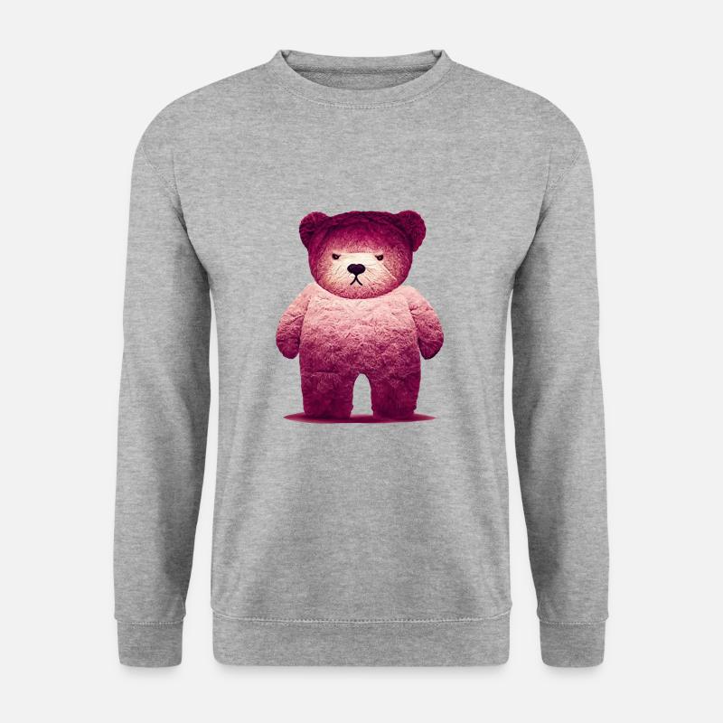 Pink Grumpy Teddy - Unisex Pullover - Weißgrau meliert