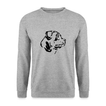Rottweiler Hunde Hund Wilsigns Hunderasse - Unisex Pullover - Weißgrau meliert - Vorne - Alina (178cm) & Michal (187cm)