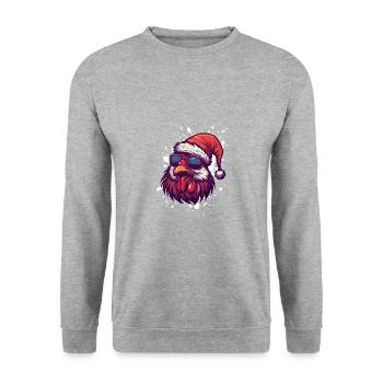 Poulet Noël drôle - Sweat-shirt Unisexe - gris chiné - Devant - Alina (178cm) & Michal (187cm)