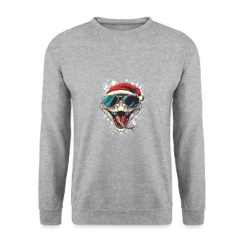 Serpent Cobra Noël Drôle - Sweat-shirt Unisexe - gris chiné - Devant - Alina (178cm) & Michal (187cm)