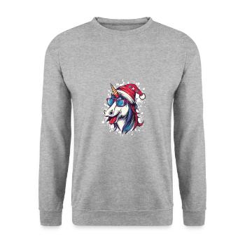 Unicorn Christmas Funny - Unisex Sweatshirt - salt & pepper - Front - Alina (178cm) & Michal (187cm)