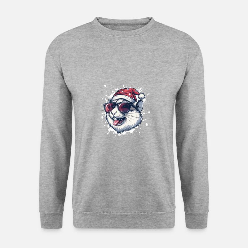 Hamster Weihnachten Lustig - Unisex Pullover - Weißgrau meliert
