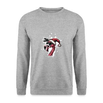 Flamingo Weihnachten Lustig - Unisex Pullover - Weißgrau meliert - Vorne - Alina (178cm) & Michal (187cm)