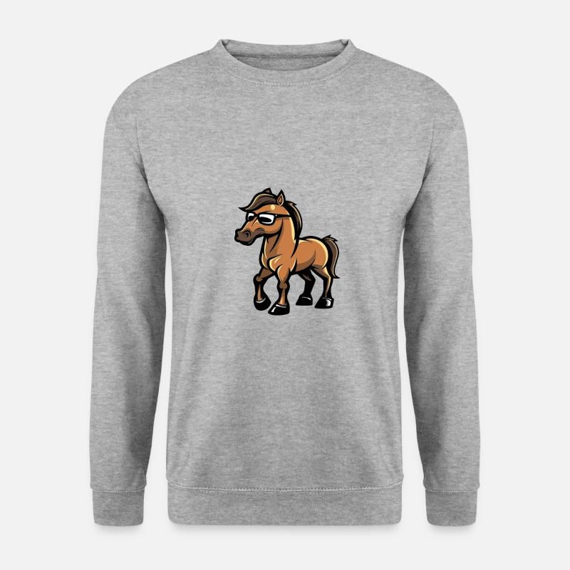Pferd Cool Comic - Unisex Pullover - Weißgrau meliert