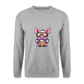 Bière de porc après-ski - Sweat-shirt Unisexe - gris chiné - Devant - Alina (178cm) & Michal (187cm)