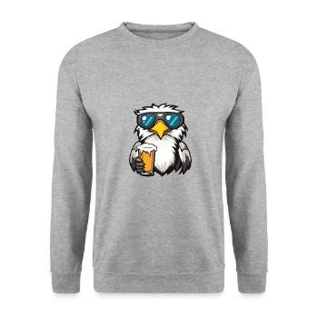 Adler Apres Ski Bier - Unisex Pullover - Weißgrau meliert - Vorne - Alina (178cm) & Michal (187cm)