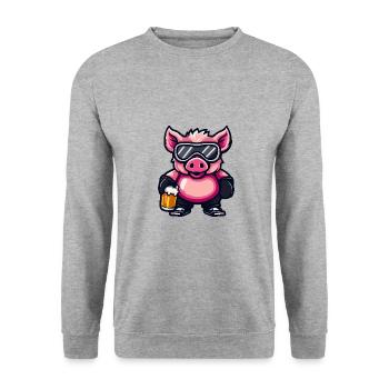 Porc Après-ski Bière Sanglier - Sweat-shirt Unisexe - gris chiné - Devant - Alina (178cm) & Michal (187cm)