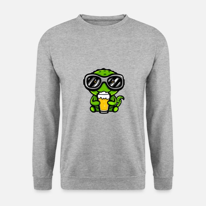 Chameleon Apres Ski Bier Comic - Unisex Pullover - Weißgrau meliert