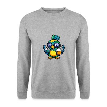 Peacock Bird Après Ski Bière Bande Dessinée - Sweat-shirt Unisexe - gris chiné - Devant - Alina (178cm) & Michal (187cm)