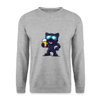 Panther Après-Ski Bière Bande Dessinée - Sweat-shirt Unisexe - gris chiné - Devant - Alina (178cm) & Michal (187cm)