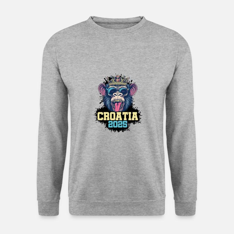 Croatia 2025 Affe - Unisex Pullover - Weißgrau meliert