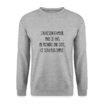 je vais prendre une cuite - Sweat-shirt Unisexe - gris chiné - Devant - Alina (178cm) & Michal (187cm)