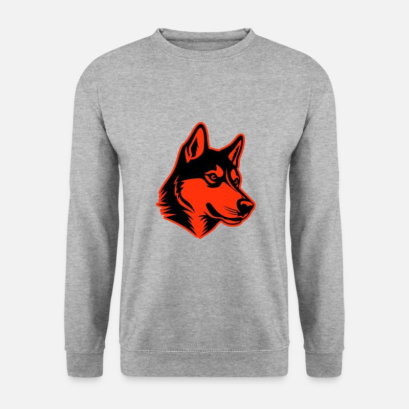 Husky Hund Kopf - Unisex Pullover - Weißgrau meliert