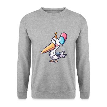 Pelican Bird Birthday Baby - Unisex Sweatshirt - salt & pepper - Front - Alina (178cm) & Michal (187cm)