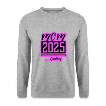 Mama 2025 Loading Mom Schwangerschaft - Unisex Pullover - Weißgrau meliert - Vorne - Alina (178cm) & Michal (187cm)