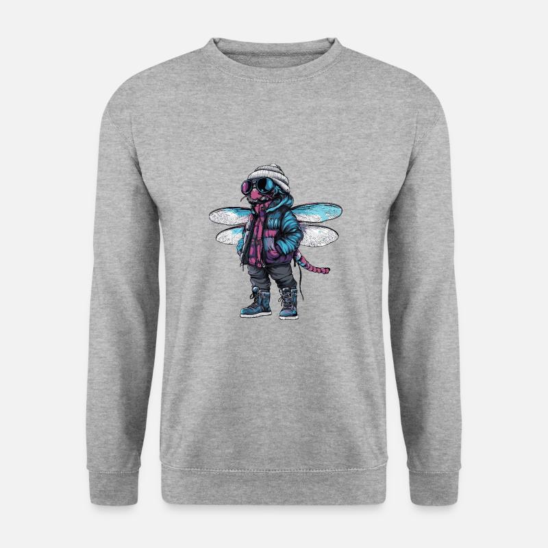 Libelle Lustig Winter - Unisex Pullover - Weißgrau meliert