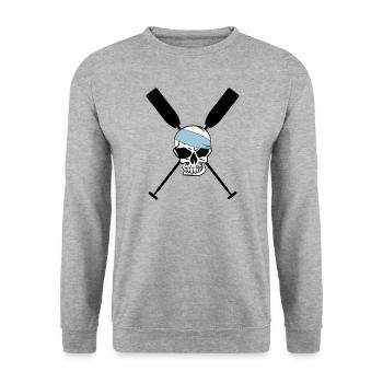 Paddle oars crossed skull skull Skull 3c - Unisex Sweatshirt - salt & pepper - Front - Alina (178cm) & Michal (187cm)