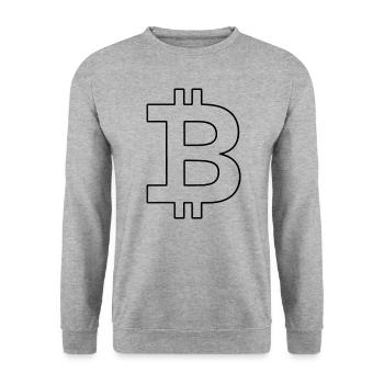 Bitcoin Logo Silhouette Digital Currency - Unisex Sweatshirt - salt & pepper - Front - Alina (178cm) & Michal (187cm)