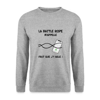 La Battle Rope M'appelle Humour Sport Corde - Sweat-shirt Unisexe - gris chiné - Devant - Alina (178cm) & Michal (187cm)