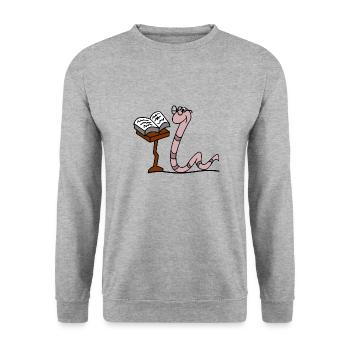 Wurm mit Brille - Unisex Pullover - Weißgrau meliert - Vorne - Alina (178cm) & Michal (187cm)