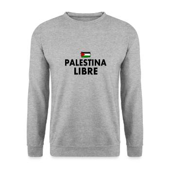 palestina libre - Unisex Sweatshirt - salt & pepper - Front - Alina (178cm) & Michal (187cm)