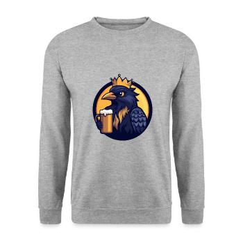 Rabe Krähe Bier Comic - Unisex Pullover - Weißgrau meliert - Vorne - Alina (178cm) & Michal (187cm)