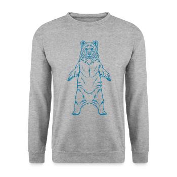 Braunbär - Unisex Pullover - Weißgrau meliert - Vorne - Alina (178cm) & Michal (187cm)